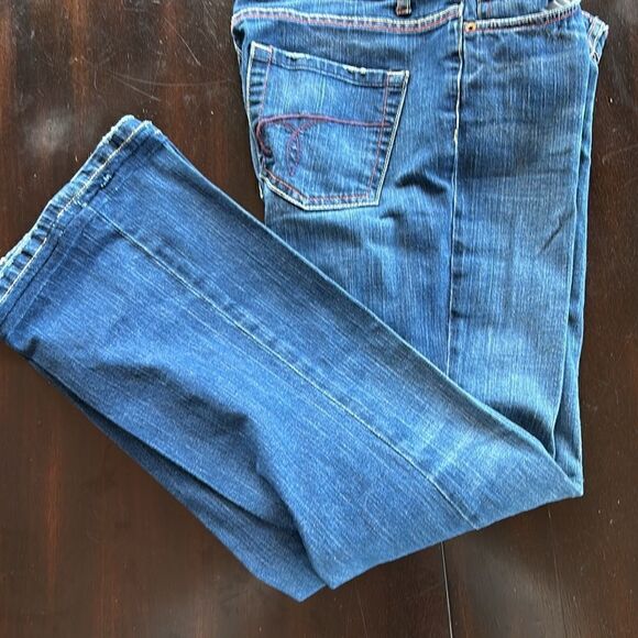 True Grit Boutique denim jeans copper button red yellow top stitching size 31 - Picture 16 of 16